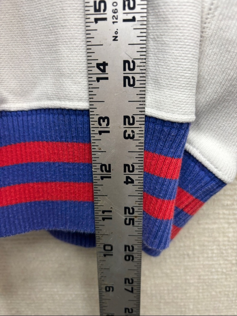 Champion | White Crewneck with Blue Script and Red Ribbing medium reverse weave - Picture 2 of 9